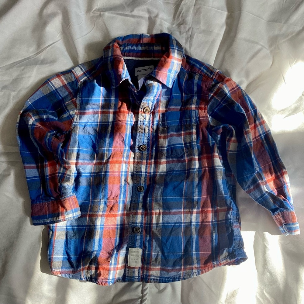 Carter's Blue and Red Plaid Button Down Shirt